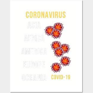 Infected Continents Covid-19 Posters and Art